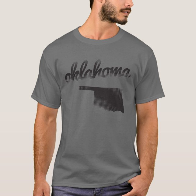 Camiseta Estado de Oklahoma no cinza (Frente)