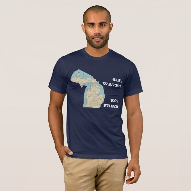 Camiseta Estado de t-shirt de Michigan - água 41,5% - Fre (Frente Completa)