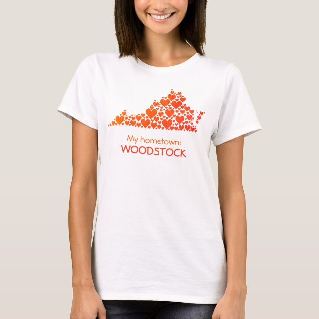 Camiseta Estado de Virginia Silhouette Hearts & Hometown (Frente)