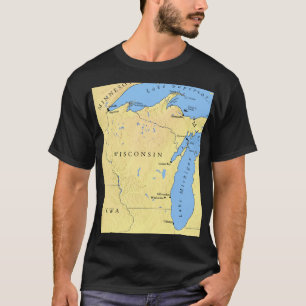 Camiseta Estado de Wisconsin e Excelentes Lagos Men Unisex