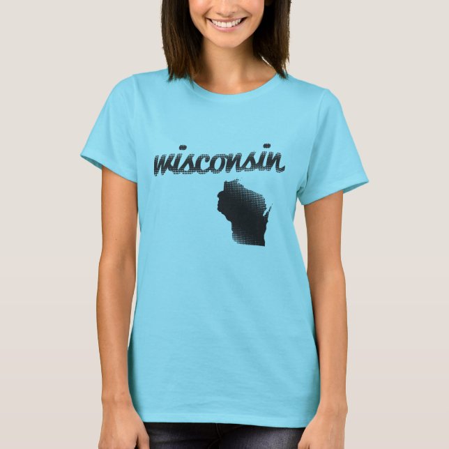 Camiseta Estado de Wisconsin em Cinzas Damas (Frente)