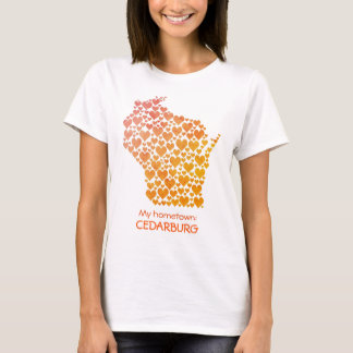 Camiseta Estado de Wisconsin Silhouette Hearts Hometown