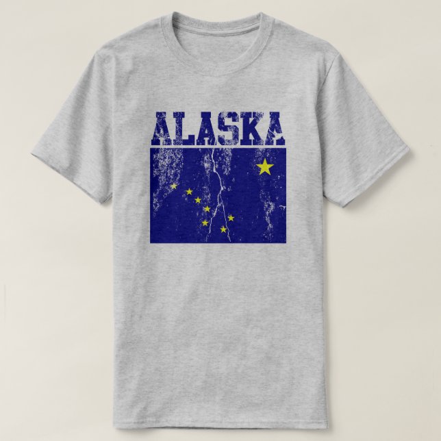 Camiseta Estado do Alasca Sinalizador T-Shirt (Distante) (Frente do Design)