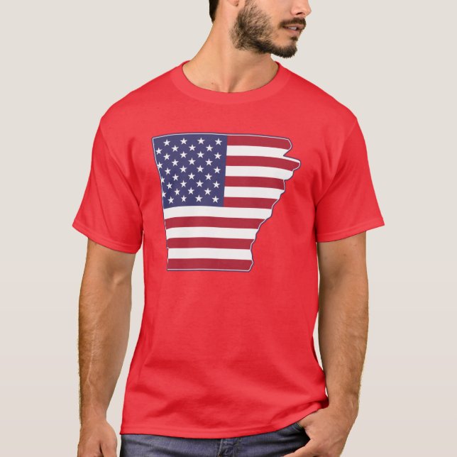 Camiseta Estado do Arkansas USA American Flag Patriotic Ove (Frente)