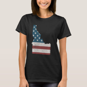 Camiseta Estado do Idaho Patriótico EUA Bandeira para Mulhe