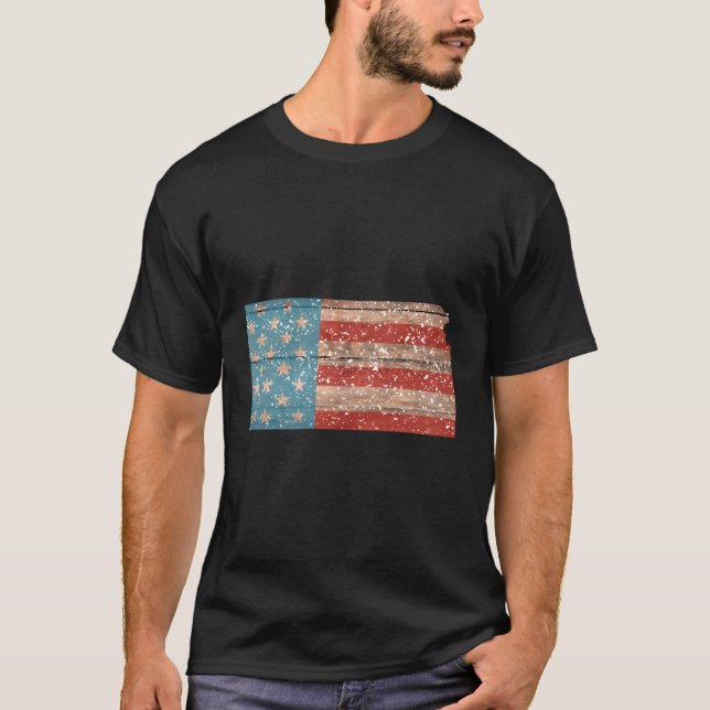 Camiseta Estado Do Kansas Patriótico Bandeira Dos Eua Para  (Frente)