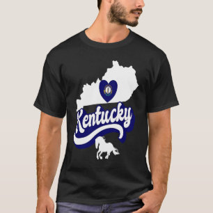Camiseta Estado do Kentucky Love Flag Heart KY and Horse