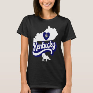Camiseta Estado do Kentucky Love Flag Heart KY and Horse