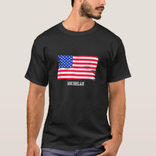 Camiseta Estado do Michigan EUA Vintage Flag