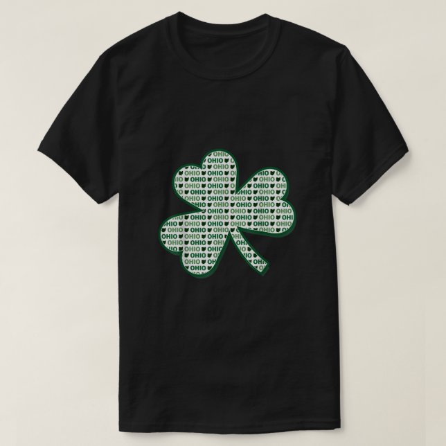 Camiseta Estado do Shamrock do Dia de São Patrício de Ohio (Frente do Design)