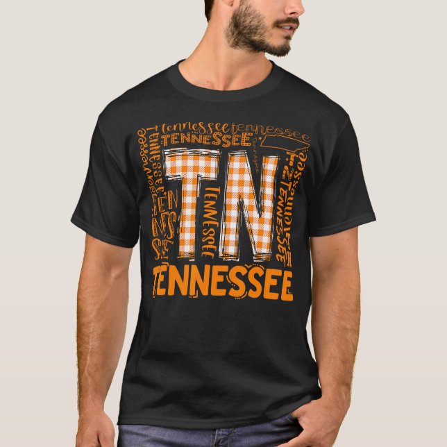Camiseta Estado do Tennessee Flag Orange Xadrez Tn (Frente)