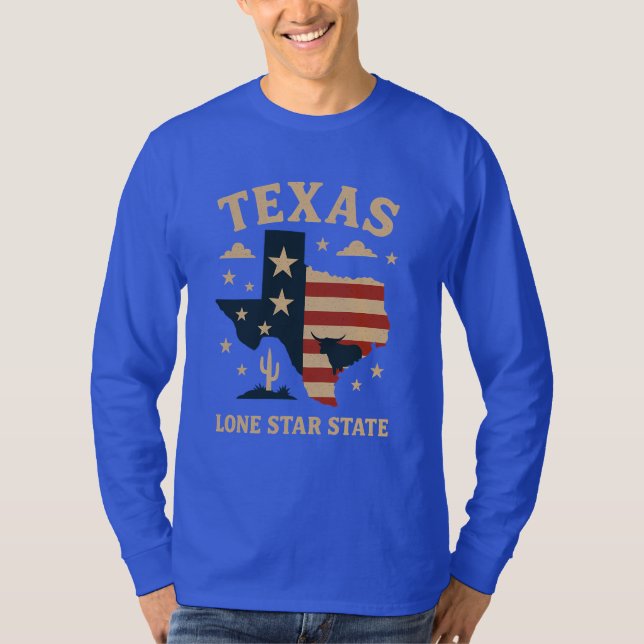 Camiseta Estado do Texas Lone Star - Símbolo de Força e Ide (Frente)