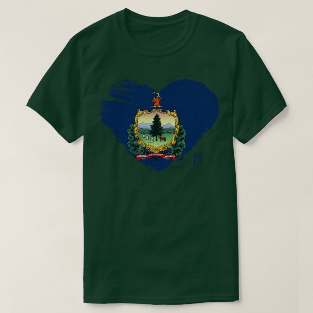 Camiseta Estado dos EUA Eu Adoro Vermont Vermont Flag (Frente do Design)