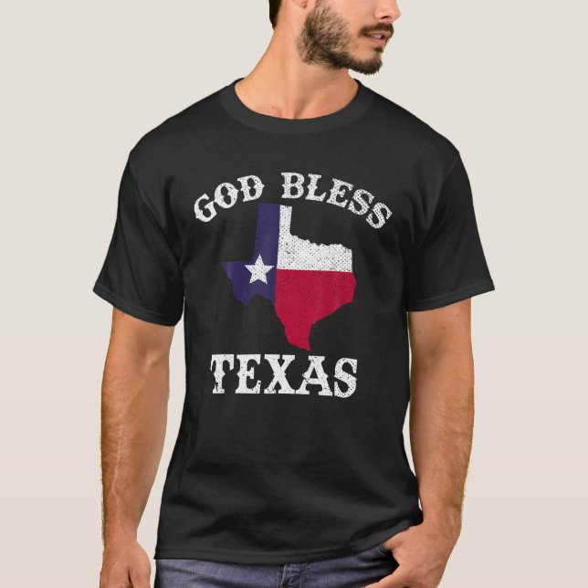 Camiseta Estado dos EUA Texas Flag Texan Deus abençoe Texas (Frente)