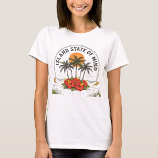 Camiseta Estado Insular Mentalidade Hibisco Tropical Vintag