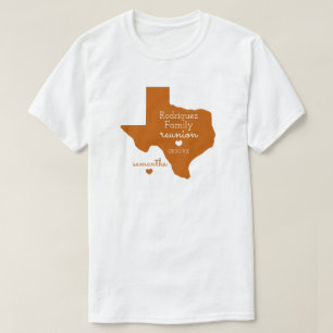 Camiseta Estado Laranja Queimado da Reunião Familiar do Te