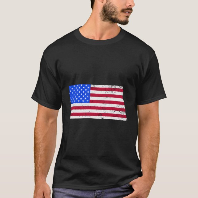 Camiseta Estado Patriótico Da Dakota Do Norte Usa Bandeira  (Frente)