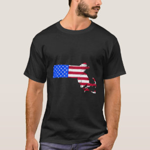Camiseta Estado Patriótico De Massachusetts, Bandeira Dos E