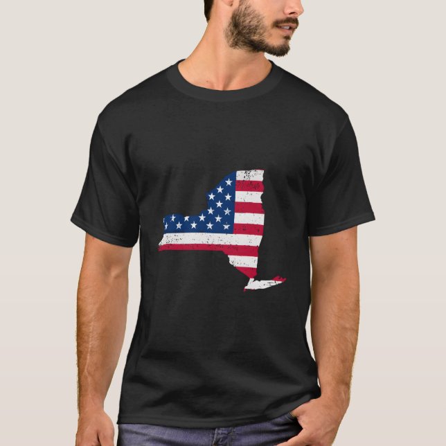 Camiseta Estado Patriótico De Nova Iorque, Estado Americano (Frente)