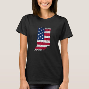 Camiseta Estado Patriótico dos EUA Bandeira para Mulheres H