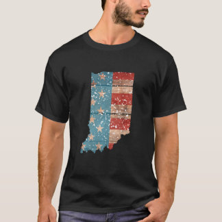 Camiseta Estado Patriótico dos EUA Bandeira para Mulheres H