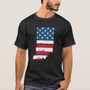 Camiseta Estado Patriótico dos EUA Bandeira para Mulheres H
