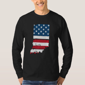 Camiseta Estado Patriótico dos EUA Bandeira para Mulheres H