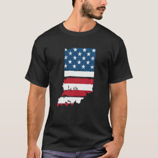 Camiseta Estado Patriótico dos EUA Bandeira para Mulheres H