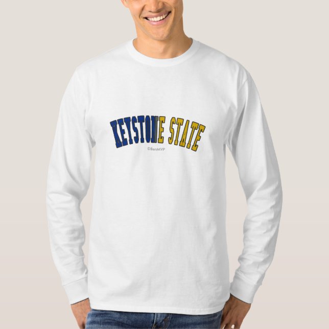 Camiseta Estado trapezóide em cores da bandeira do estado (Frente)