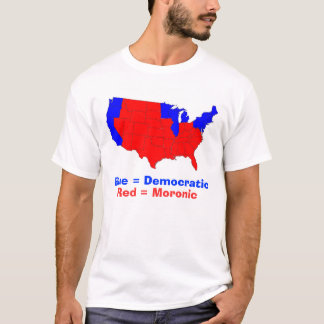 Camiseta estados, azul = Democrática, vermelho = Moronic