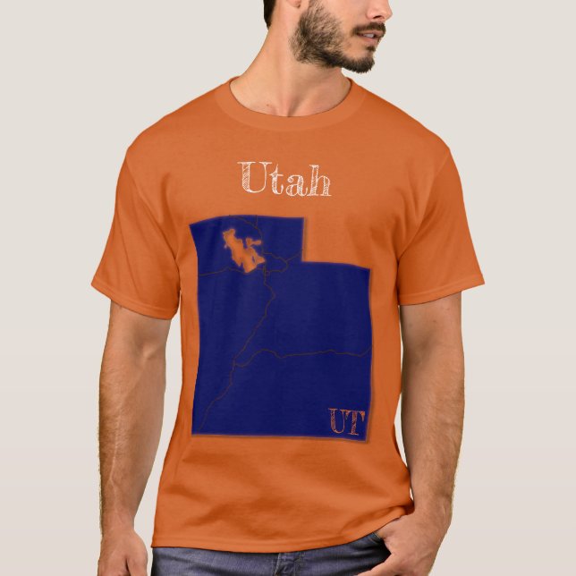 Camiseta Estados do Utah [Design Azul Marinho] (Frente)