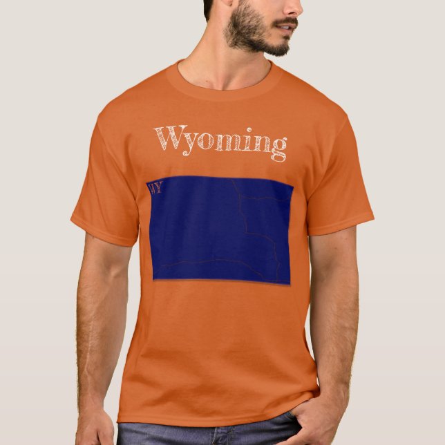 Camiseta Estados do Wyoming [Design Azul Marinho] (Frente)