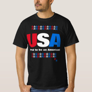 Camiseta Estados Unidos 50 Estrelas de Azul Branco Vermelho