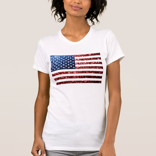 Camiseta Estados Unidos: bandeira azul-cinzento brilha (Frente)