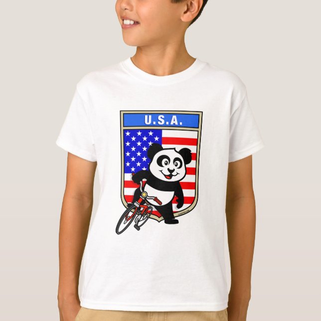 Camiseta Estados Unidos, ciclismo de Panda (Frente)