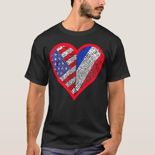 Camiseta Estados Unidos e França Países Terceiros Um Coraçã (Frente)