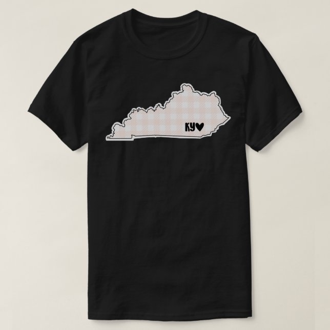 Camiseta Estados Unidos Estado Kentucky - xadrez cor-de-ros (Frente do Design)