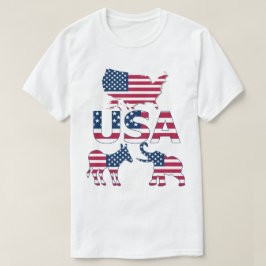 Camiseta Estados Unidos Mapa de Bandeira do Elefante Donkey