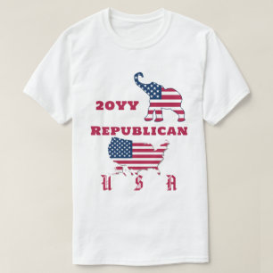 Camiseta Estados Unidos Mapeiam Elefante do Partido Republi
