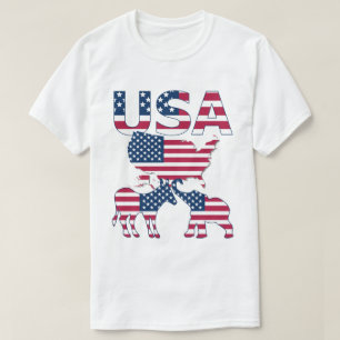 Camiseta Estados Unidos Mapeiam Elefante Donkey sobre a Ele