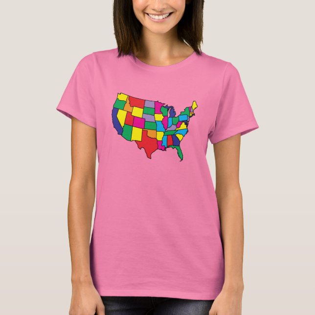 Camiseta Estados Unidos mapeiam T-Shirt (Frente)