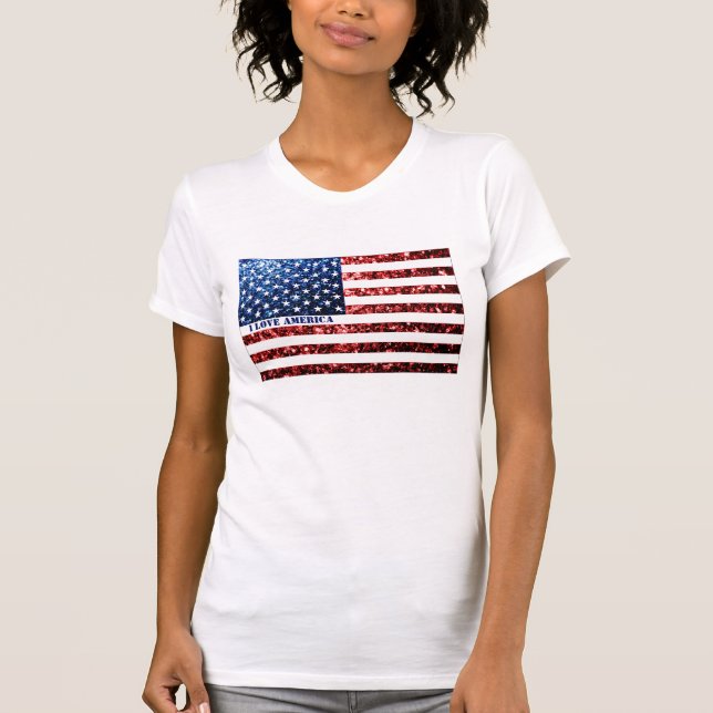 Camiseta Estados Unidos sinalizam faíscas azuis vermelhos E (Frente)