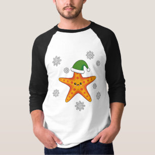 Camiseta Estaleiro do Natal Kawaii no padrão azul de búfalo