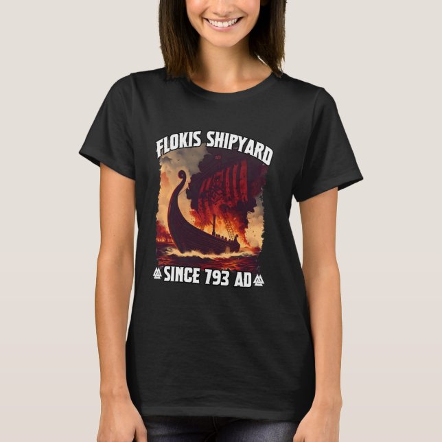 Camiseta Estaleiro Viking Langboot & Flokis perfeito para o (Frente)