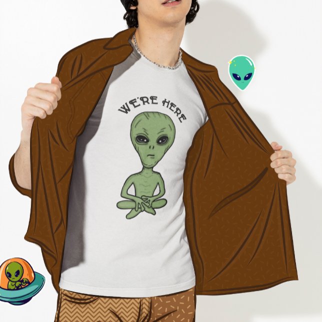 Camiseta Estamos aqui invasão de Alienígenas OVNI Extra Ter (Criador carregado)
