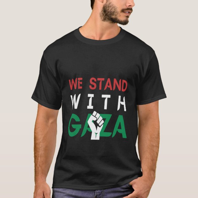 Camiseta Estamos em Gaza, Liberdade Palestina, Primeiro, So (Frente)