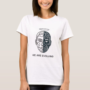 Camiseta "Estamos Evoluindo" A fusão humana da IA Minimalis