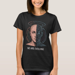 Camiseta "Estamos Evoluindo" A fusão humana da IA Minimalis