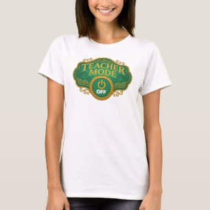 Camiseta Estampa de arte em Teal Clássico DESLIGAR MODO ENS