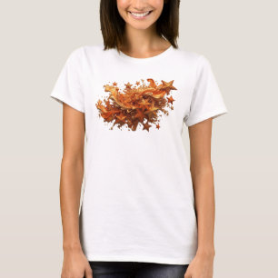 Camiseta Estampa de ESTRELAS DOURADAS Laranja Estilosa